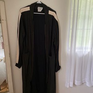 ACACIA Tribeca long silk bomber jacket Black size Large